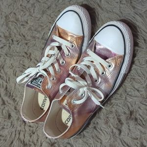 Converse metallic pink low tops